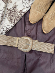 Mocha Elasticated Weave Buckle Belt