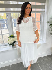 White Pleated Dress Two Piece Jocelyn
