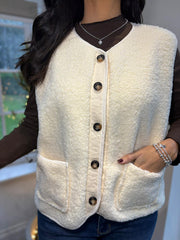 Antique Cream Sherpa Gilet Kiera