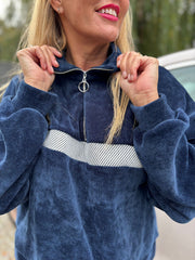 Navy Chenille Half Zip Jumper Hazel