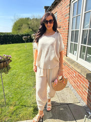 Stone Bubble Cotton Trouser Set Jasmine