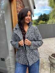 Grey Marl Boucle Buttoned Coat Isla