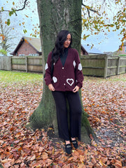 Wine Heart Knit Cardigan Denise