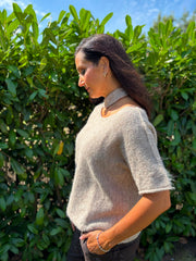Mocha Asymmetric Off Shoulder Knit Cora