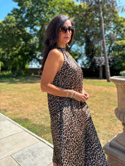 Sparkle Leopard Halter Neck Dress Alyssa