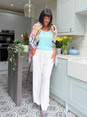 White Wide Leg Pocket Trousers Claudia