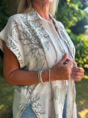 Stone Mocha Coral Print Blouse Stacey