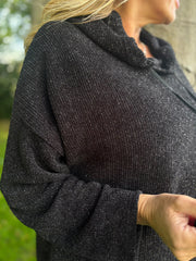 Black Chenille Silver Fleck Hoodie Lisa