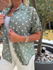 Sage Polka Dot Blouse Kathy