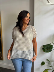Gold Open Knit Top Karen
