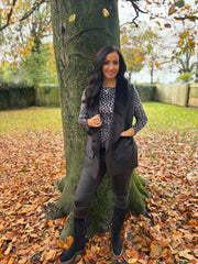 Black Faux Fur Trim Gilet Orla