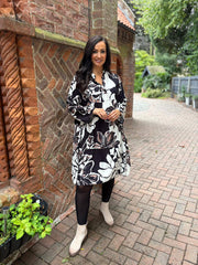 Monochrome Floral Detail Dress Eden