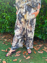 Navy Mixed Animal Print Trousers Davina