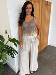 Stone Multi Hole Detail Trousers Terri