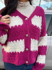 Lipstick Block Stripe Knitted Cardigan Elle