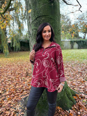 Wine Swirl Collared Knit Daphne