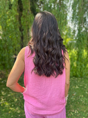 Candy Pink Textured Vest Top Kaylee