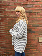 Grey Stripe Long Sleeve Top Yasmin