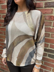 Latte Block Lines Knitted Top Dawn