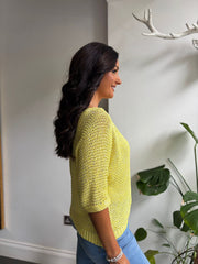 Yellow Sequin Sparkle Knit Sabrina
