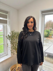 Black Button Detail Sweatshirt April