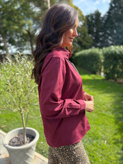 Wine Leopard Tie Detail Blouse Fern