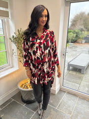 Wine Large Brushed Leopard Tunic Gloria
