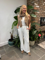 White Seam Front Pull On Comfort Trousers