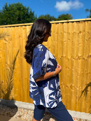 Navy Coastal Palm Blouse Naomi