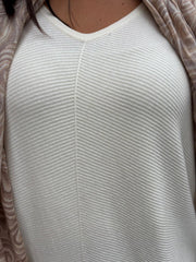 Antique Cream Ribbed Knit Dress Yasmin