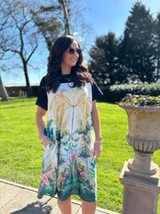 Black Botanical Palm T-Shirt Dress Luna