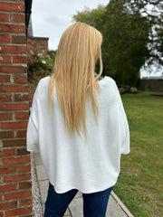 Winter White V-Neck Reverse Seam Knit Diana