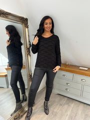 Black Textured Shimmer Knit Dione