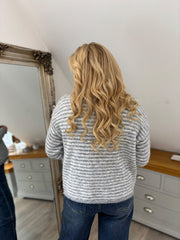 Grey Striped Zip Knit April