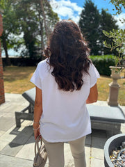 White Textured Hearts Tee Joy