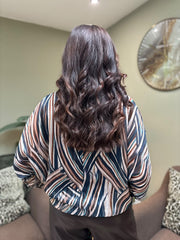 Navy Shimmer Stripe Tie Top Amanda