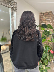 Black Sequin Sleeve Sweatshirt Rylee