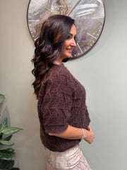 Chocolate Short Sleeve Chevron Knit Kenna