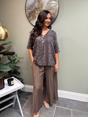 Chocolate Paisley Bubble Cotton Top Quinley