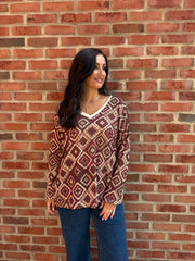 Wine Diamond Shimmer Top Freya