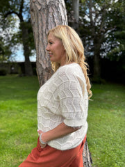 Cream Short Sleeve Chevron Knit Kenna