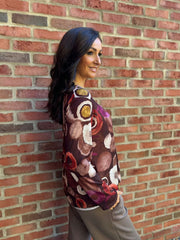 Chocolate Circle Print Top Raya