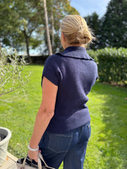 Navy Collared Short Sleeve Knit Annie