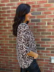 Chocolate Geometric Print Top Ayla