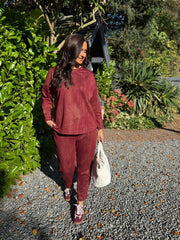 Wine Brushstrokes Shimmer Sweat Top Natalia