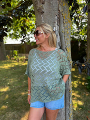 Sage Abstract Pattern Knit Tori