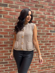 Mocha Chunky Knit Waistcoat Clara