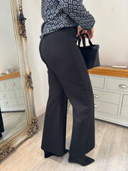Black Seam Front Button Trousers Demi