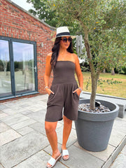 Chocolate Bubble Cotton Bandeau Playsuit