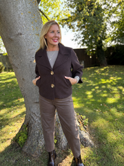 Chocolate Gold Buttoned Jacket Vanessa